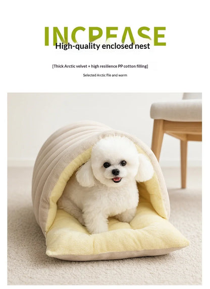 Heated Cat Bed Winter Warm Plush House