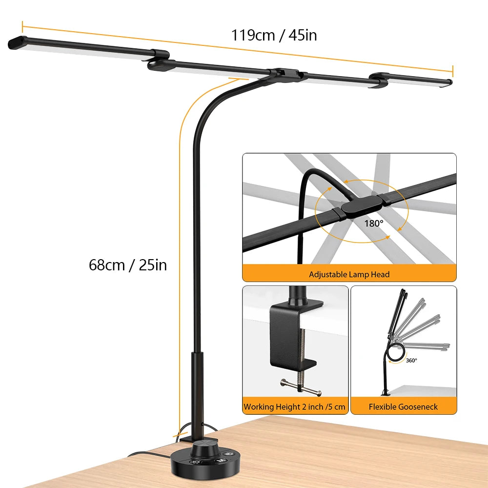 LED Ultra Bright Eye-Caring Desk Lamp Clip-on Office