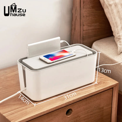 Power Strip Organizer Cable Management Box Multi Socket Desk Bins