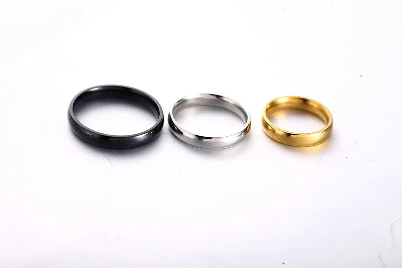 Simple 4mm 6mm Titanium Ring Women Men Prevent Allergy
