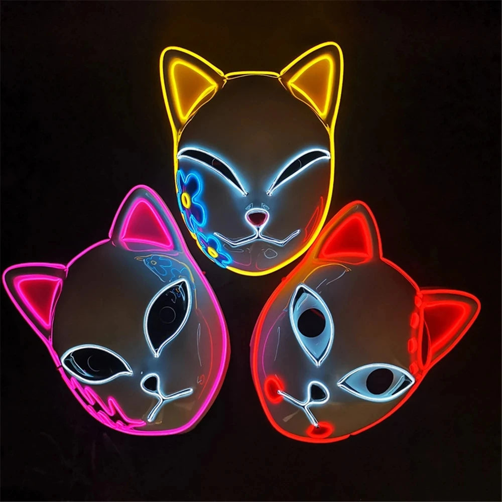 Halloween Neon Mask Cosplay Japanese Anime Neon LED