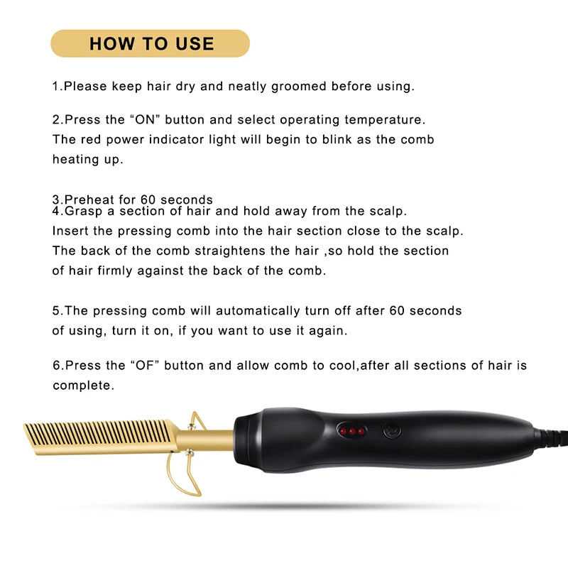Hot Comb Straightener Electric Hair Straightener