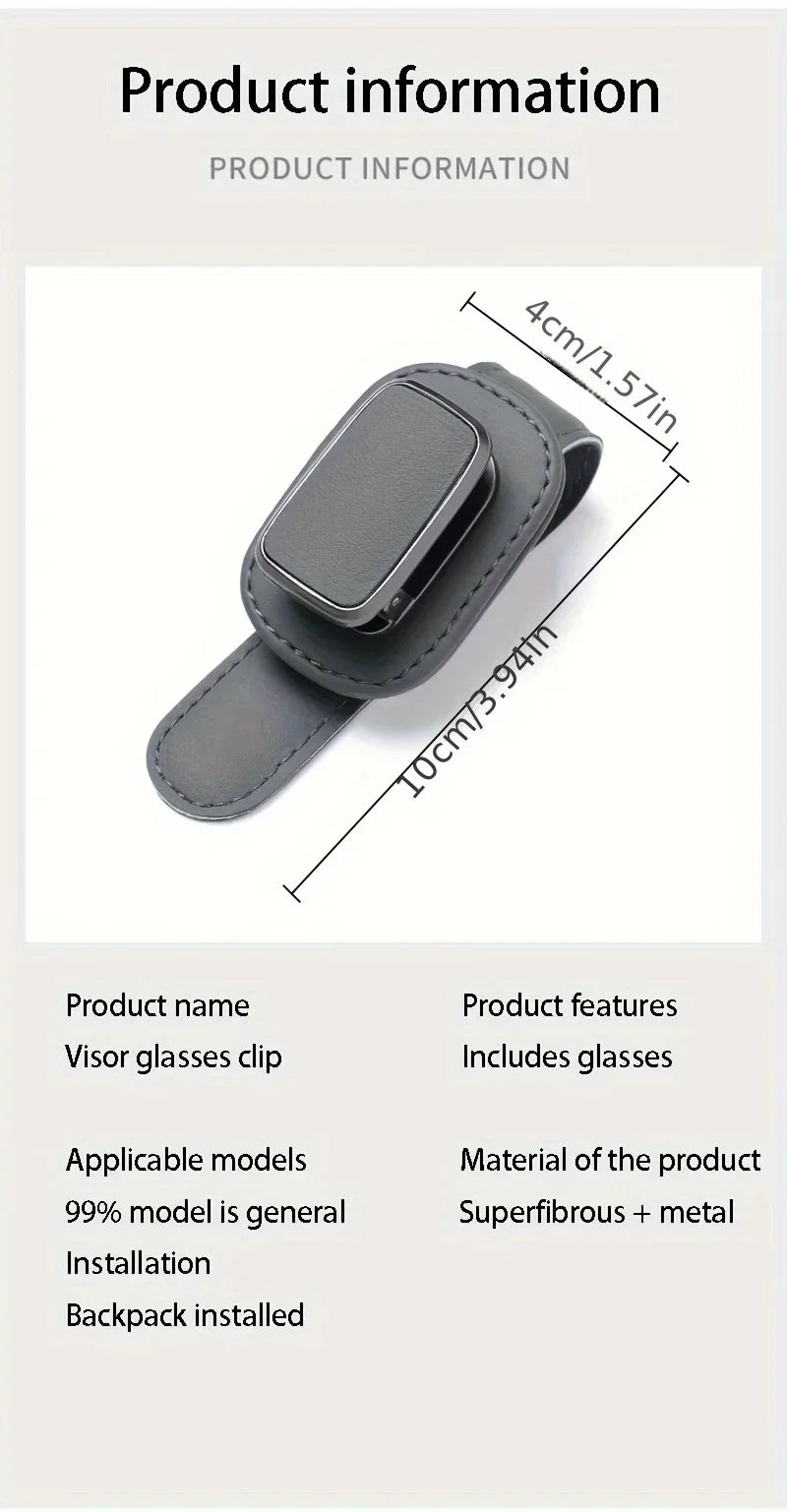 PU Leather Car Sun Visor Eyewear Holder