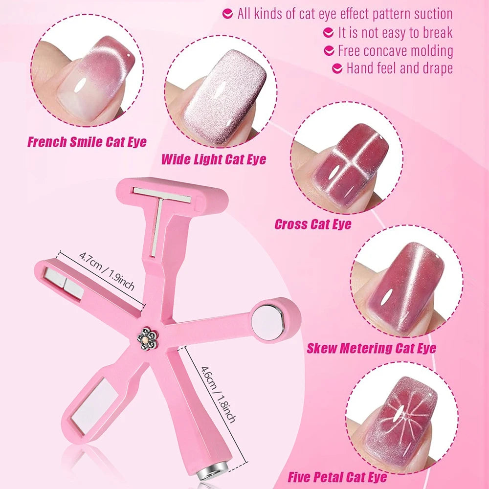8-in-1 Cat Eye Nail Magnet Set Pink Multifunctional