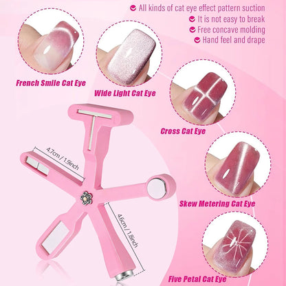 8-in-1 Cat Eye Nail Magnet Set Pink Multifunctional