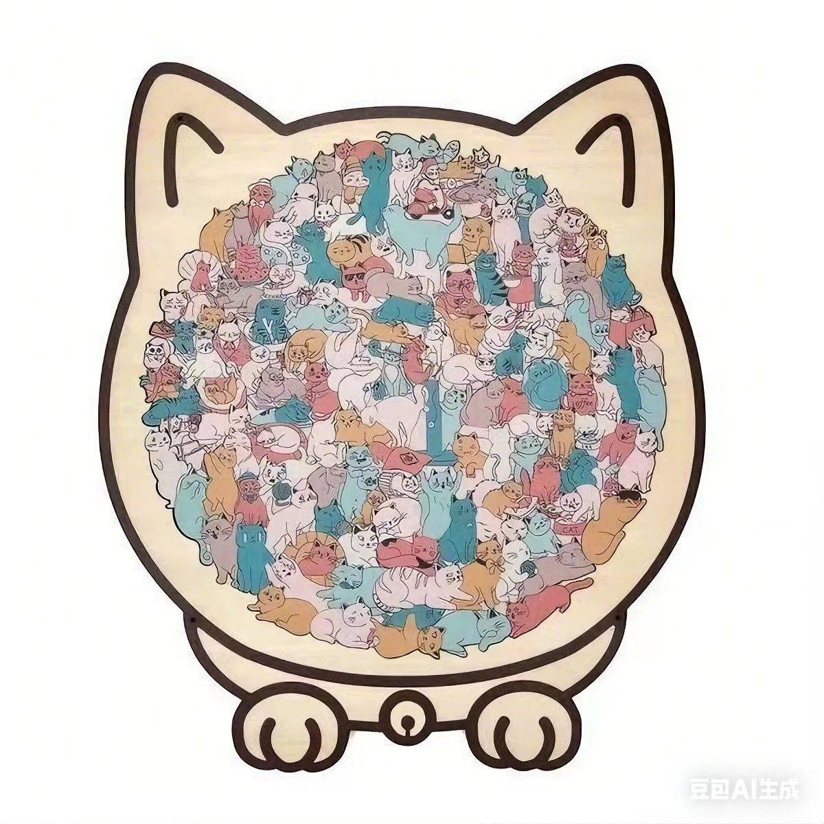 Colored Cat Shaped Wooden Jigsaw Puzzle, Cats Shaped