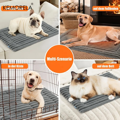 Extra Large Dog Bed Mat Soft Non-Slip Striped Plush