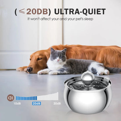 304 Stainless Steel Pet Water Fountain 4L/135 Oz with Faucet