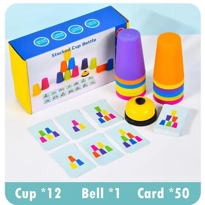 Montessori Toys Stack Cup Game With Card Educational