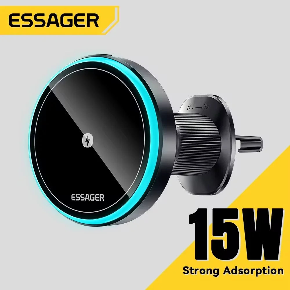 Essager Magnetic Car Phone Holder 15W Wireless Charger Stand