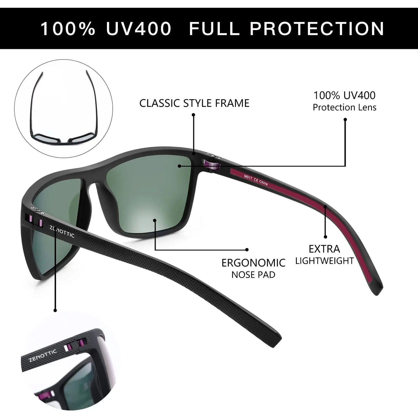 Polarized Sunglasses for Men Shades Lightweight TR90 Frame