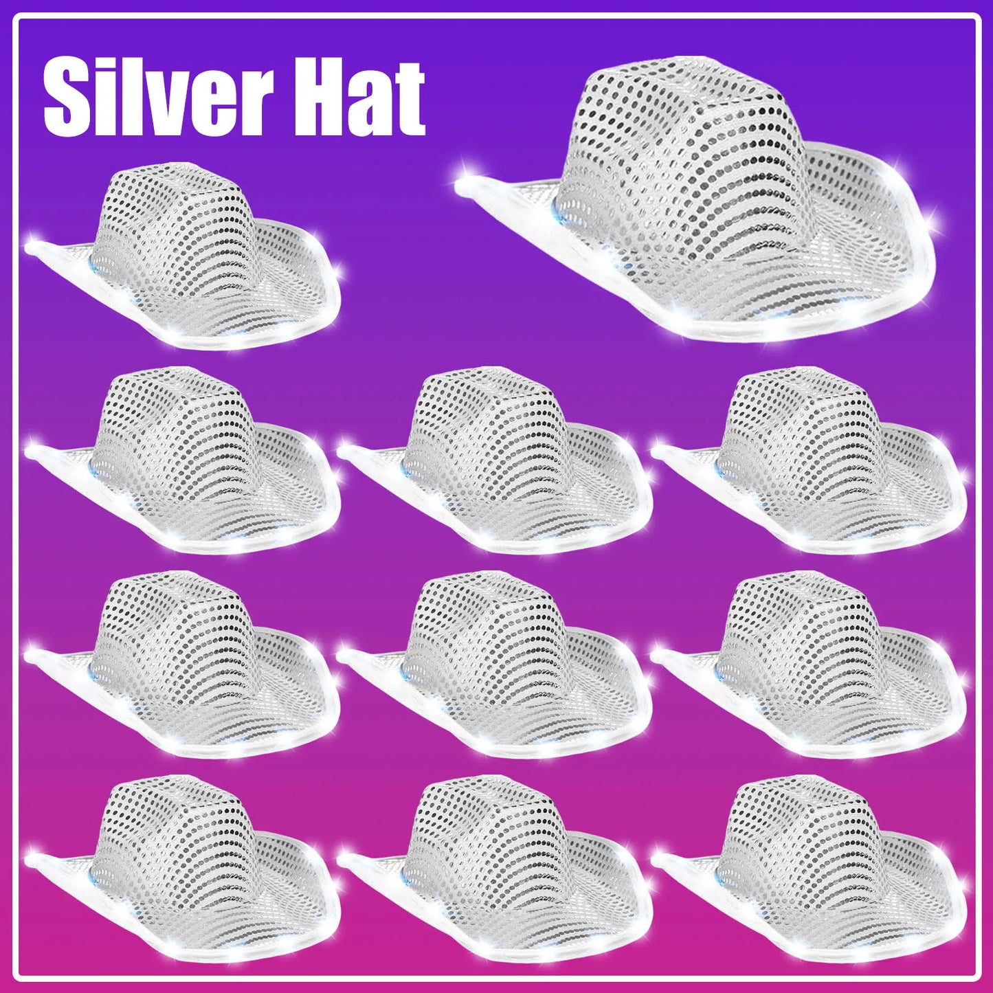 LED Cowboy Hats Wedding Hats Bulk Light up Cowboy Hats