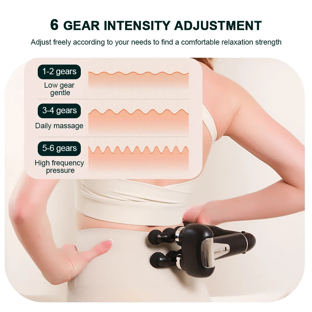 6-Heads Handheld Fascia Gun High Frequency Vibration Body