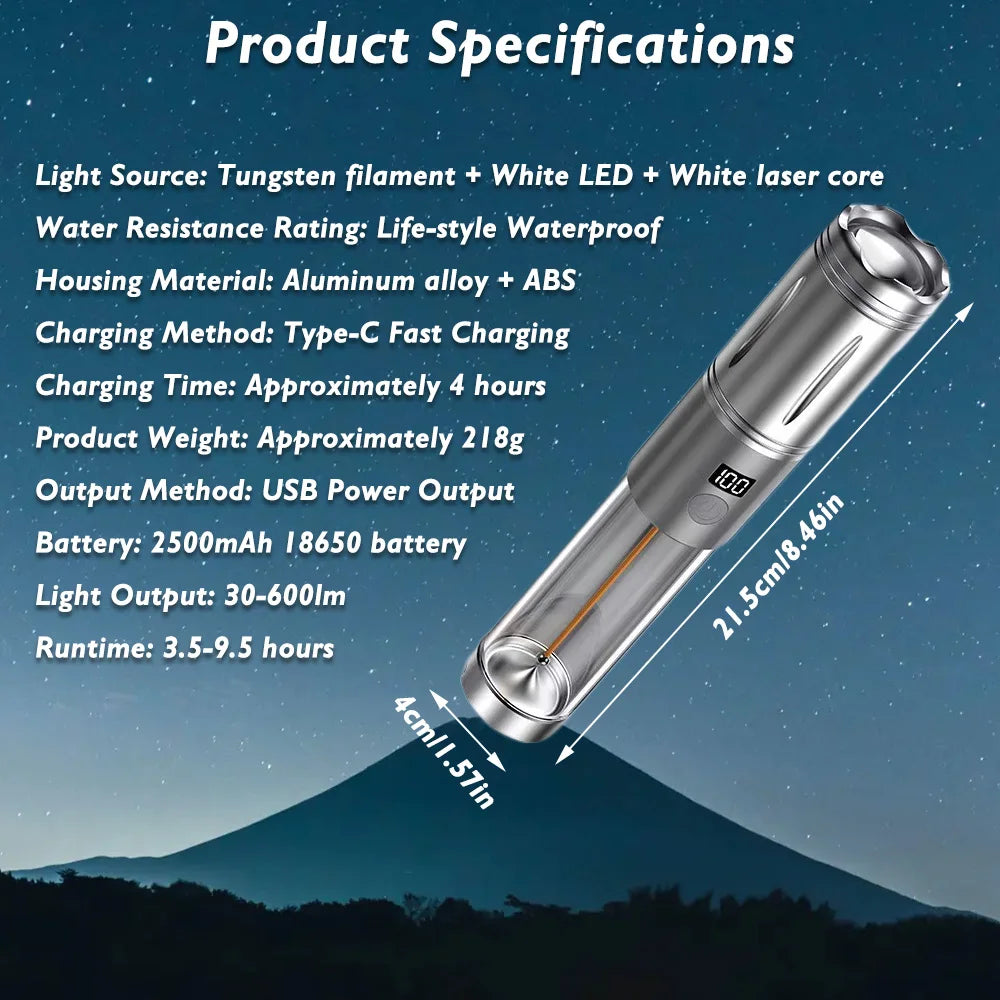 Rechargeable Outdoor Portable Hiking Camping Flashlight