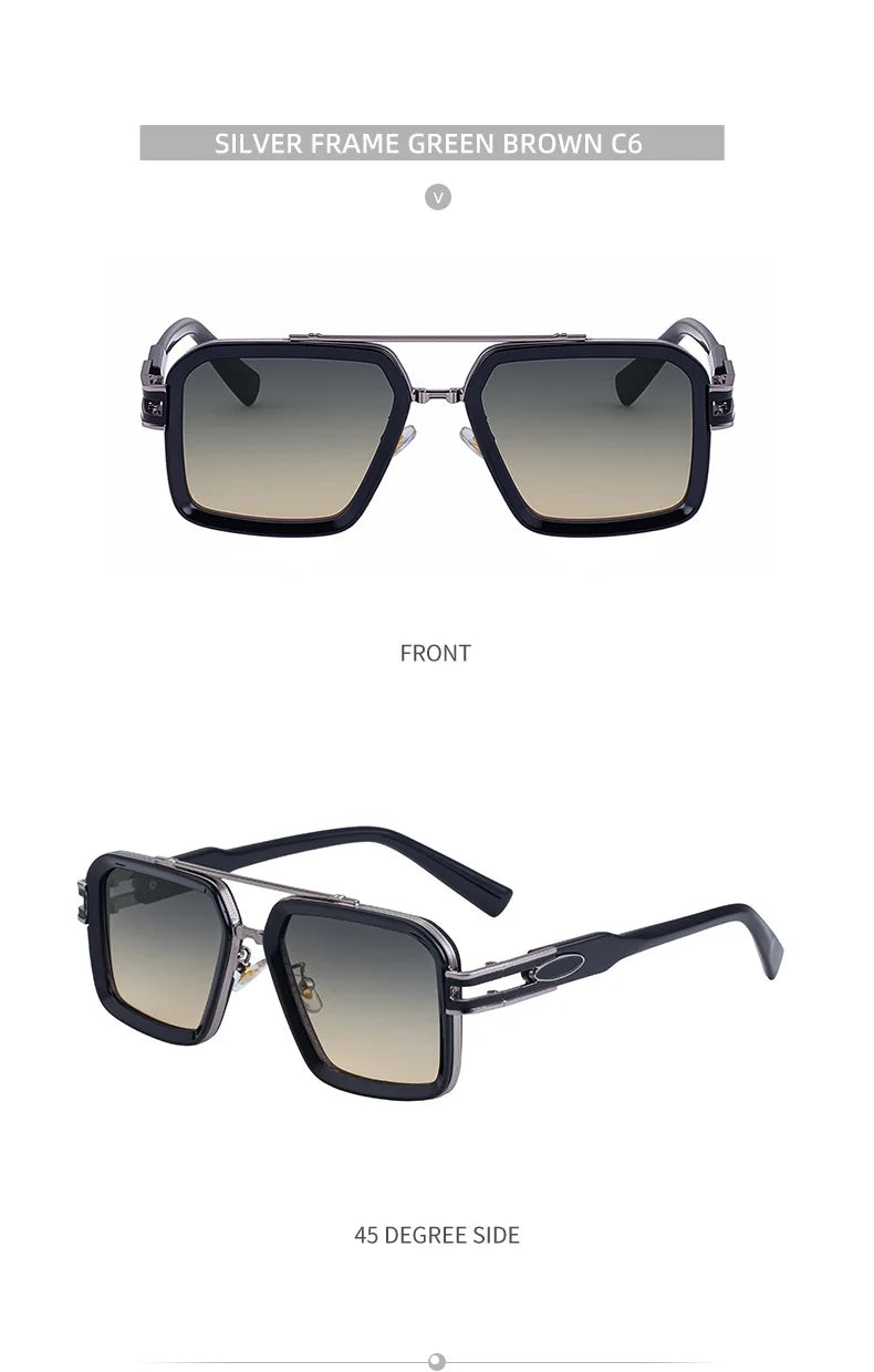 Oversized Steampunk Square Sunglasses Men Big Luxury Brand