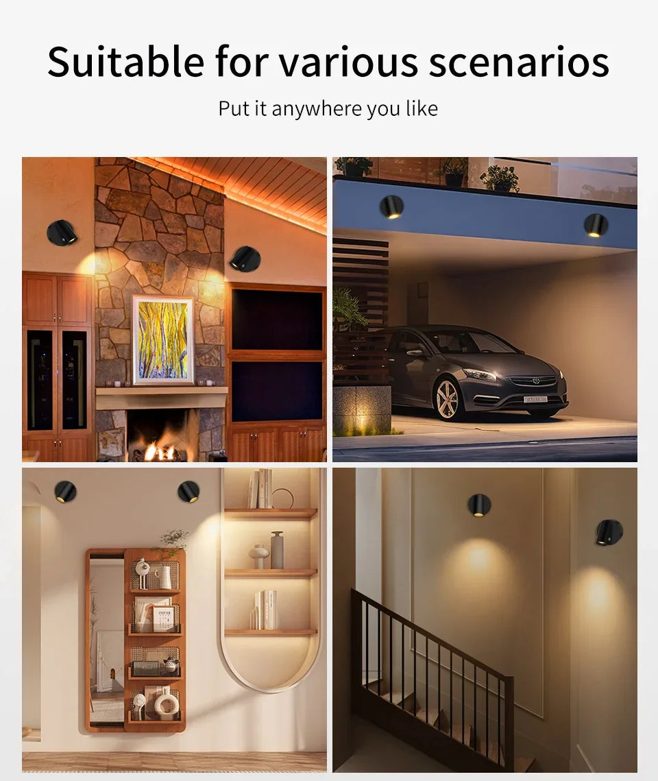 USB Rechargeable Magnetic LED Wall Lamp Reading Light