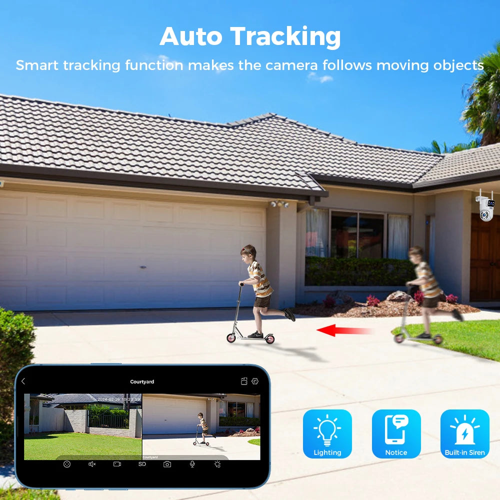Hiseeu 4K 8MP Wifi Surveillance Camera Dual Lens