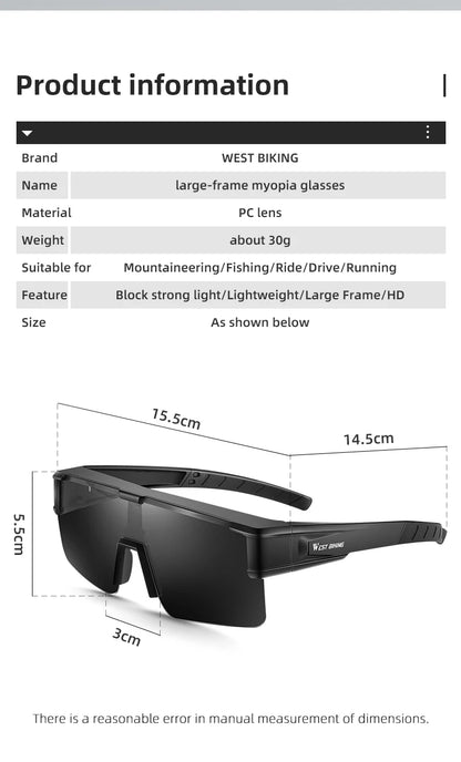 BIKING Cycling Glasses Fit Over Myopic Sunglasses Men Women