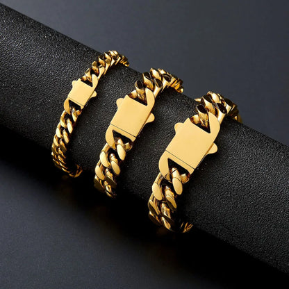 316 Stainless Steel Plated 18k Gold Fashion Hip Hop Bracelet