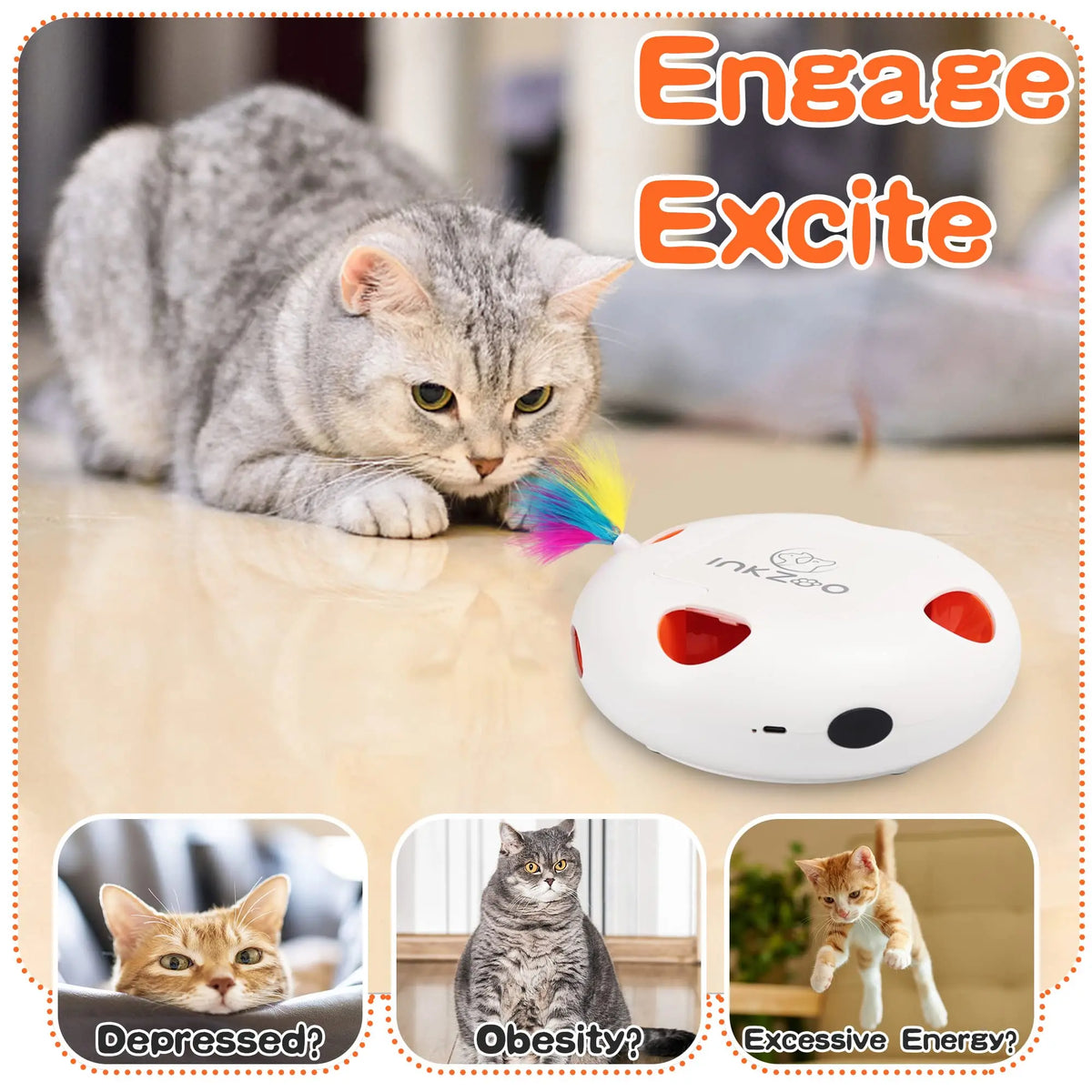 INKZOO Cat Toys, Interactive Cat Toys for Indoor Cats,