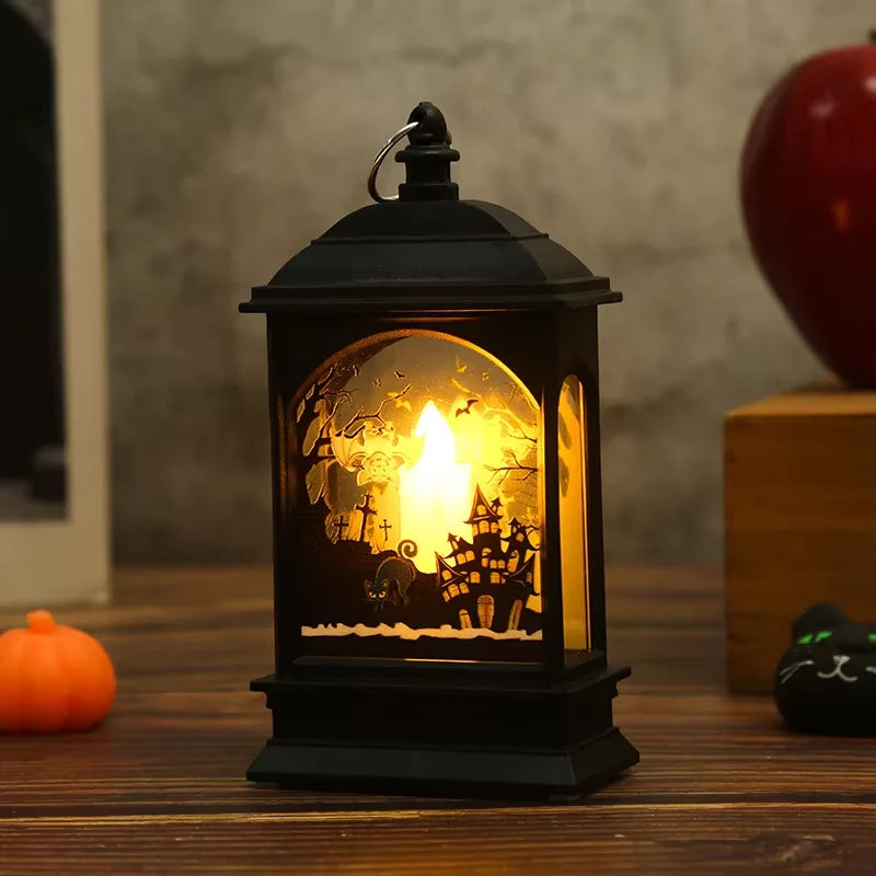 Portable Pumpkin Ghost Castle Lantern Lamp Hanging LED Jack-O-Lanterns