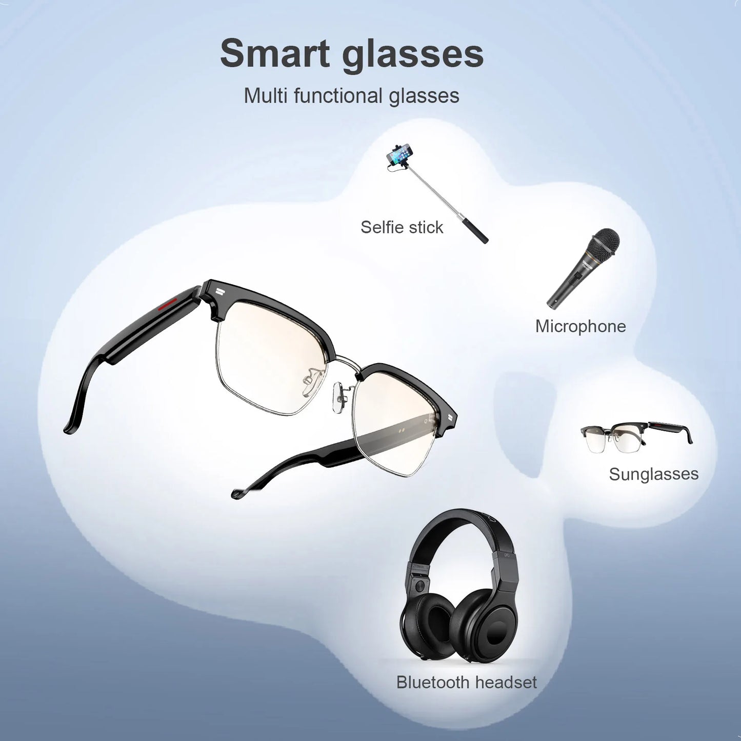 IOWODO E1306 Smart Glasses AI Voice Anti-UV Sunglasses