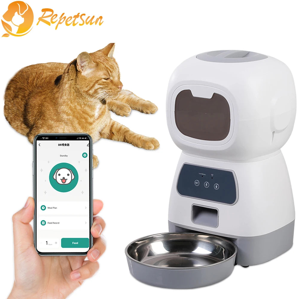 3.5L Automatic Pet Feeder For Cats WiFi Smart Swirl