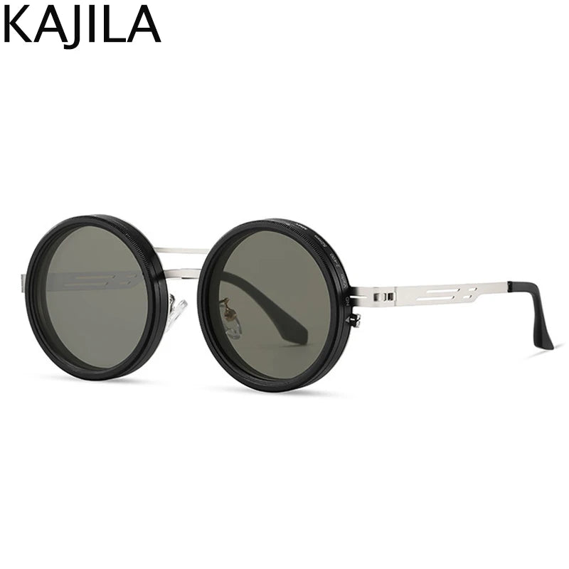 Polarized Round Steampunk ND9 Adjustable Dimming Sunglasses