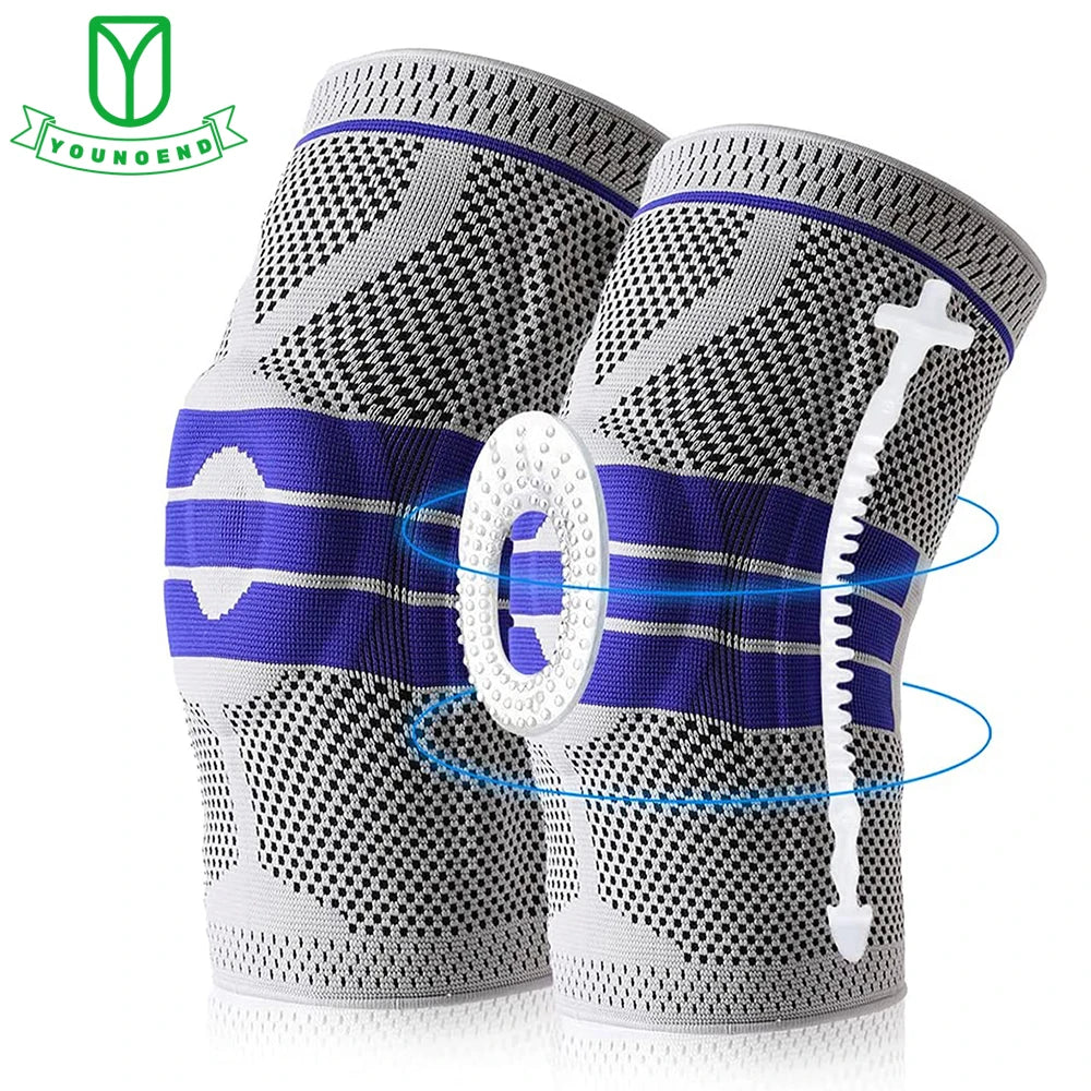 Silicone Padded Knee Pads Supports Brace Basketball Fitness