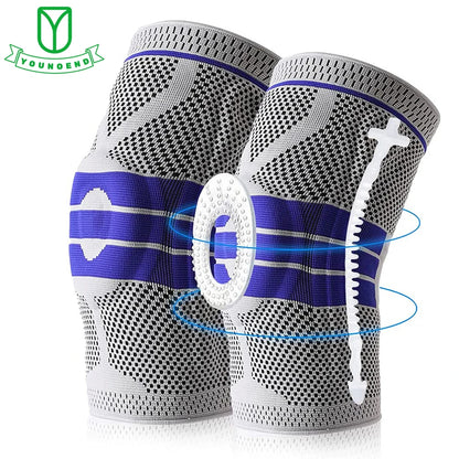 Silicone Padded Knee Pads Supports Brace Basketball Fitness