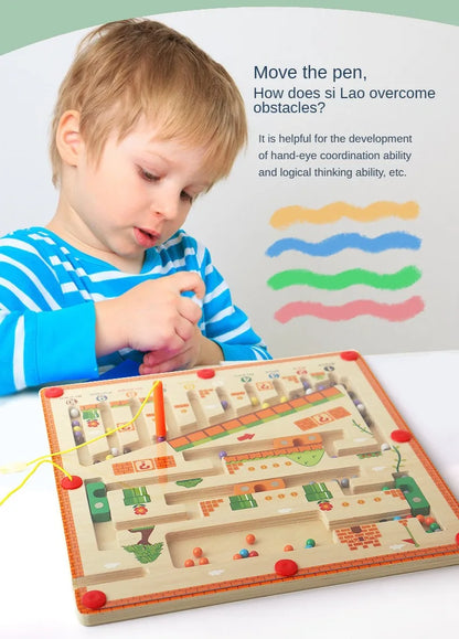 Children Magnetic Color and Number Maze Wooden Puzzle