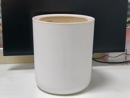 7L Round Imitation Wood Grain Trash Can Press Type Garbage