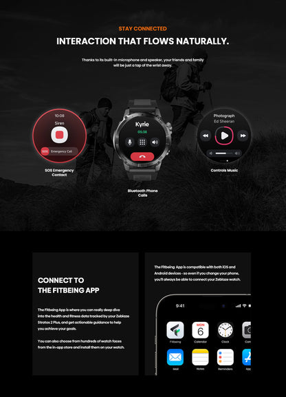 Zeblaze Stratos 2 Plus GPS Sports Smart Watch Built-in Compass