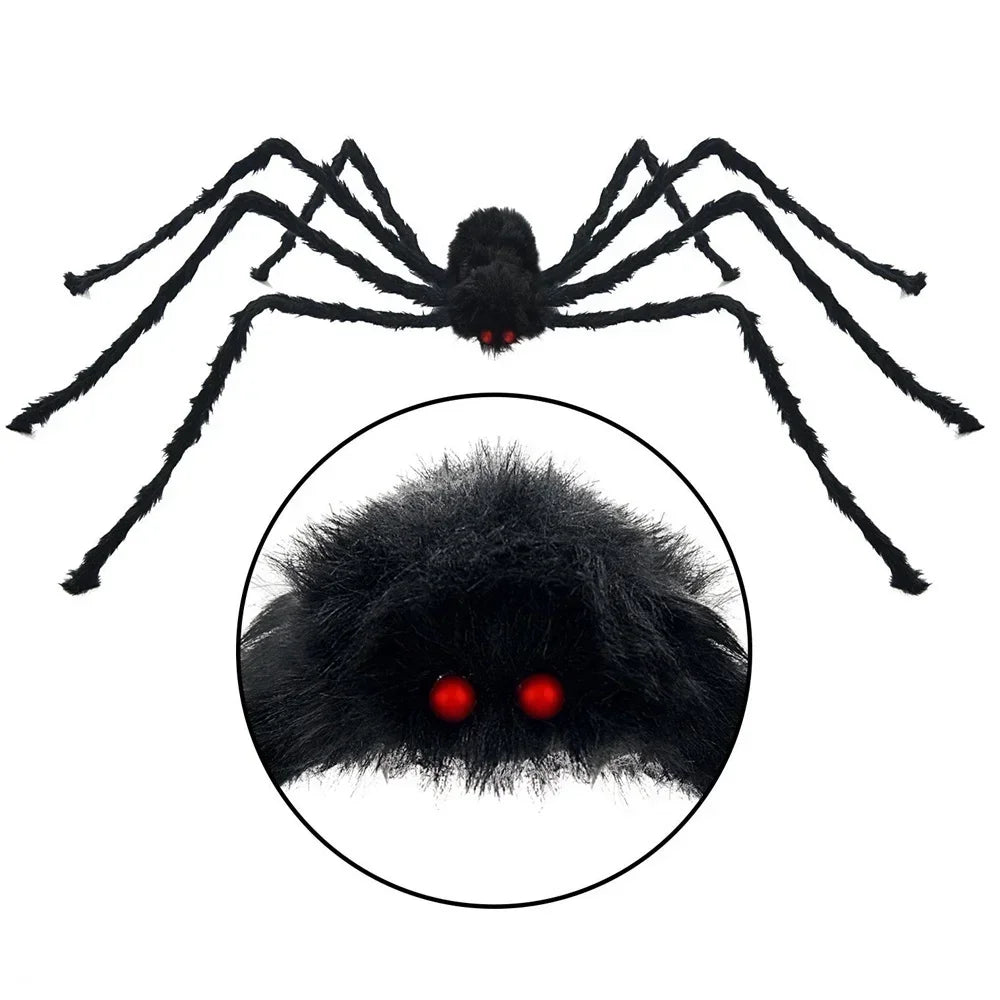 Giant Black Plush Spider Halloween Decoration Props
