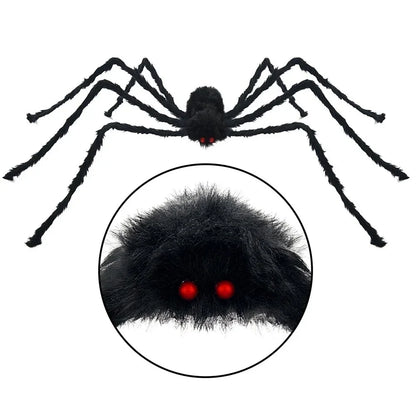 Giant Black Plush Spider Halloween Decoration Props