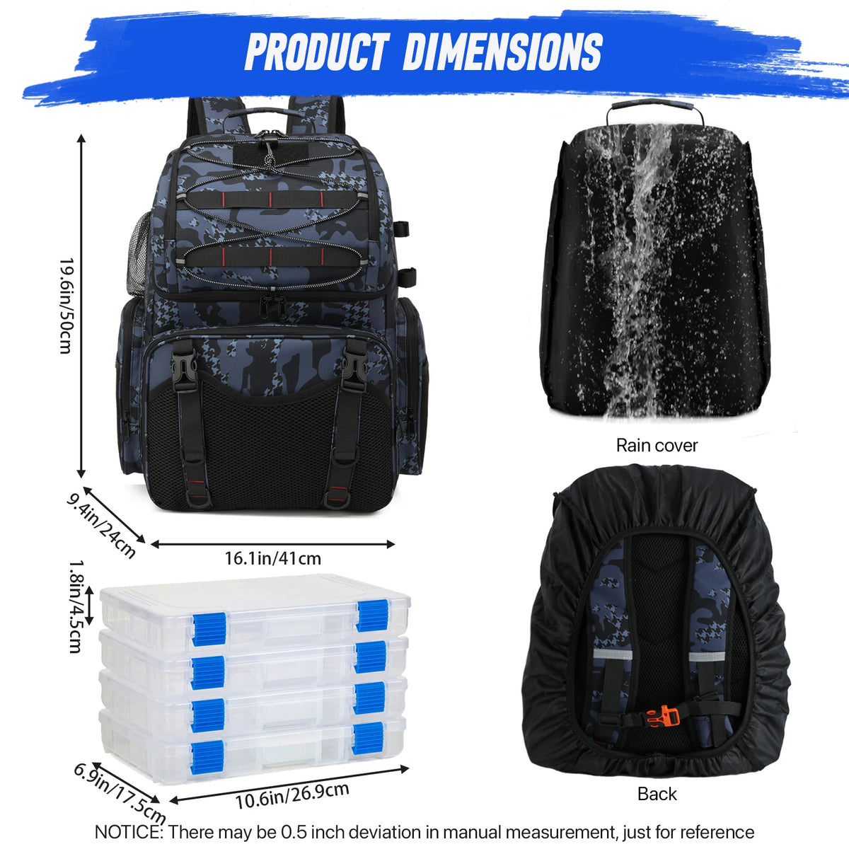 Fishing Backpack 45L Cooler Fishing Tackle Storage Bag