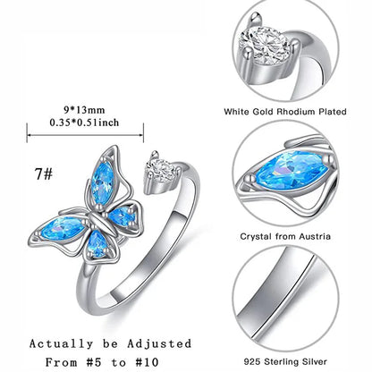 Luxury Crystal Anxiety Relief Spinning Fidget Rings for Women