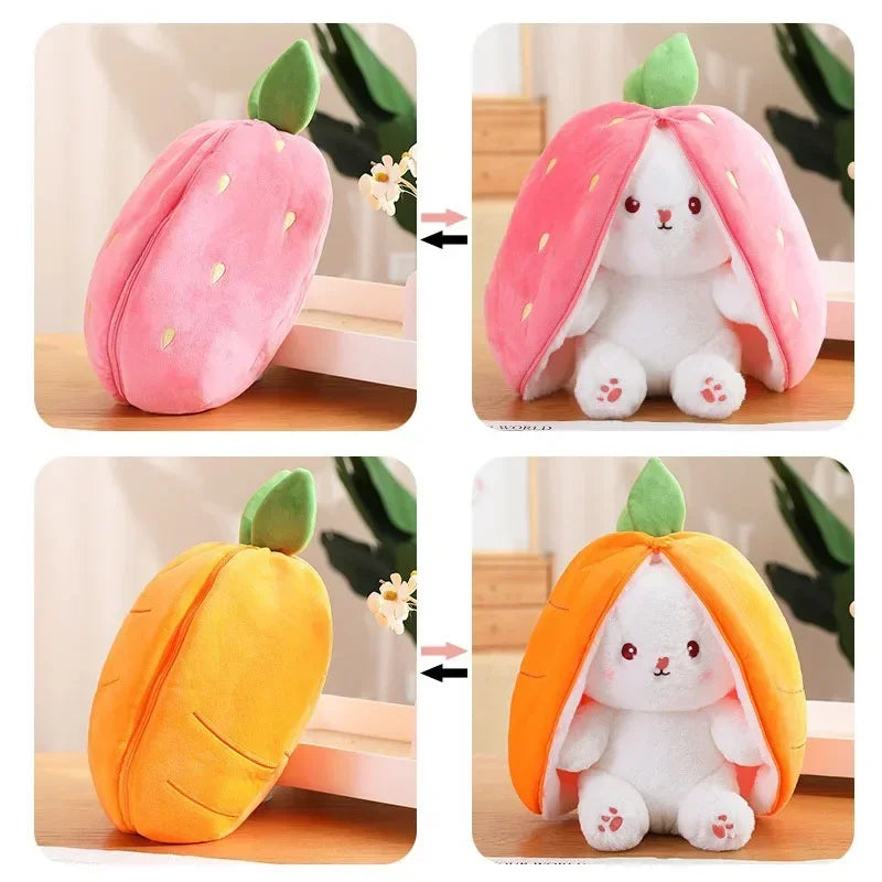 25cm Cute Strawberry Carrot Rabbit Plush Toy Stuffed Creative