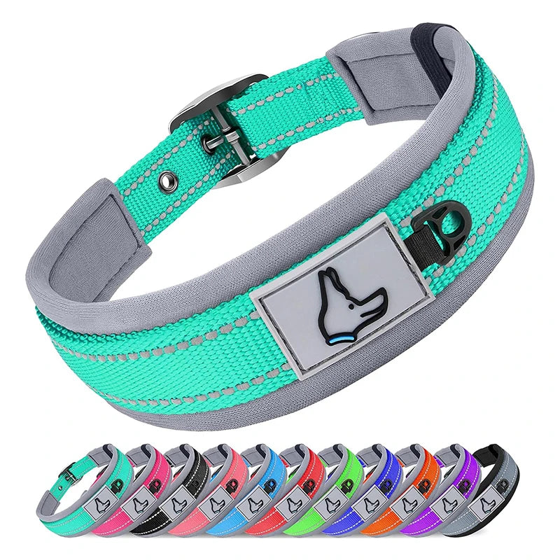 Padded Dog Collars Soft Reflective Wide Pet Collars