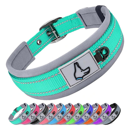 Padded Dog Collars Soft Reflective Wide Pet Collars