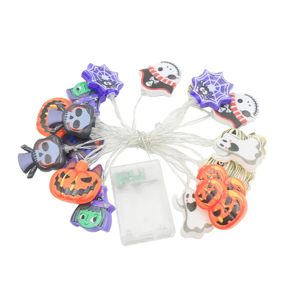 Halloween Decoration LED String Lights,Pumpkin Ghost Spider Web Hanging Lamp