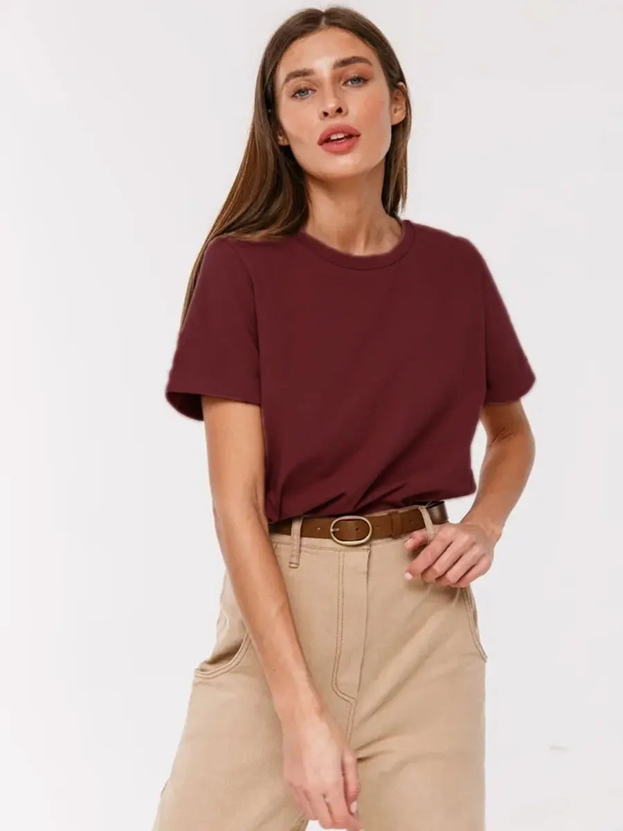 Bornladies Summer 100% Cotton Women's T-shirt Bottoming Tops