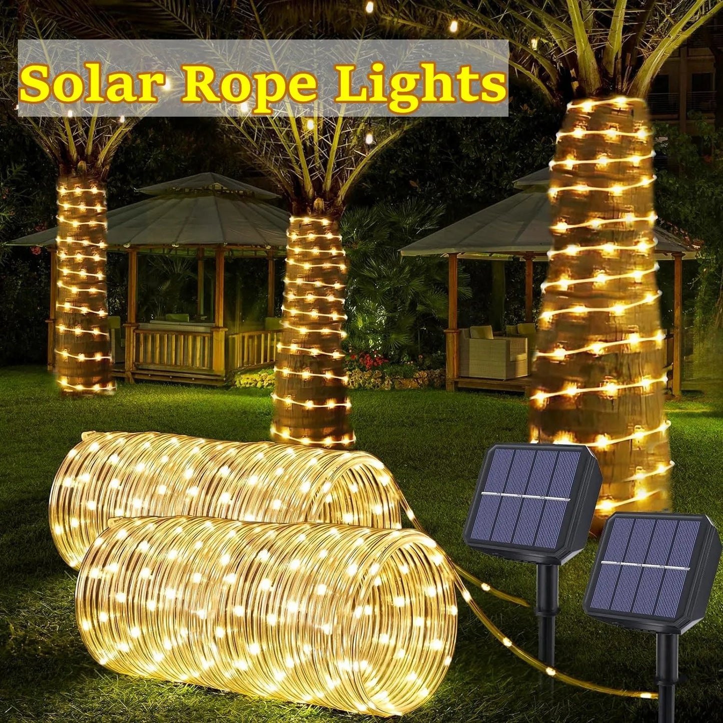 LED Solar Strip Rope Tube Fairy Light Solar Powered Garland