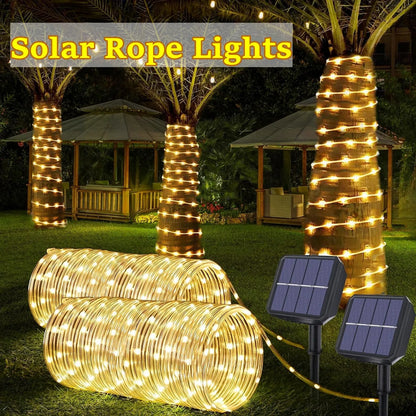 LED Solar Strip Rope Tube Fairy Light Solar Powered Garland