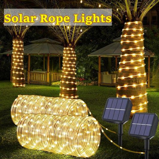 LED Solar Strip Rope Tube Fairy Light Solar Powered Garland