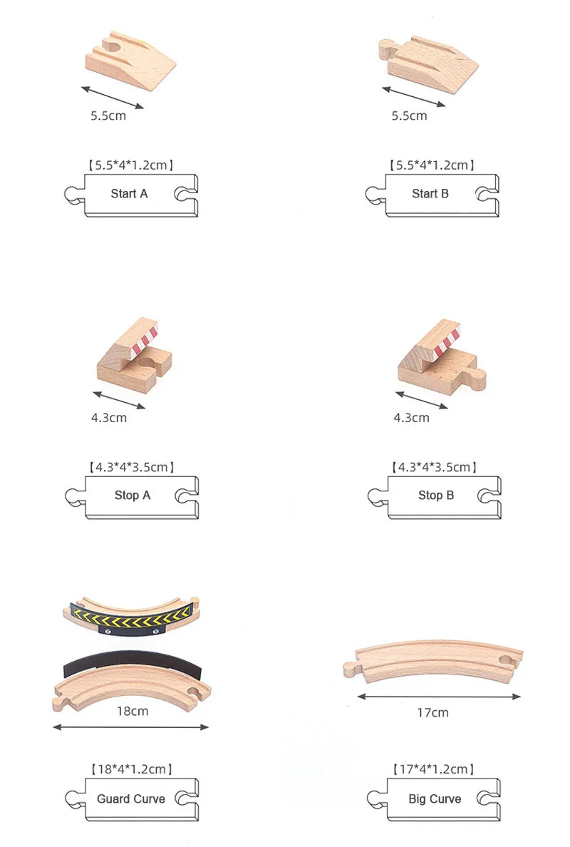 New Kinds Wooden Track Parts Beech Wooden Railway Train