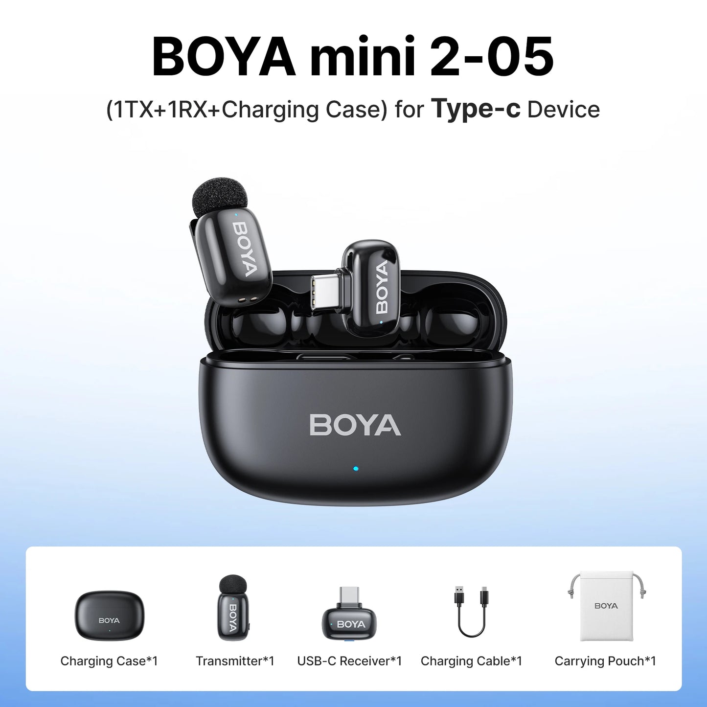 BOYA Mini 2 Wireless Lavalier Microphone AI Noise Reduction
