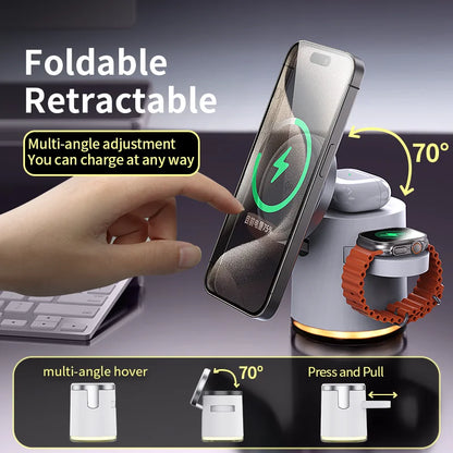 3-in-1 Fast Charging Station Stand Folding Holder