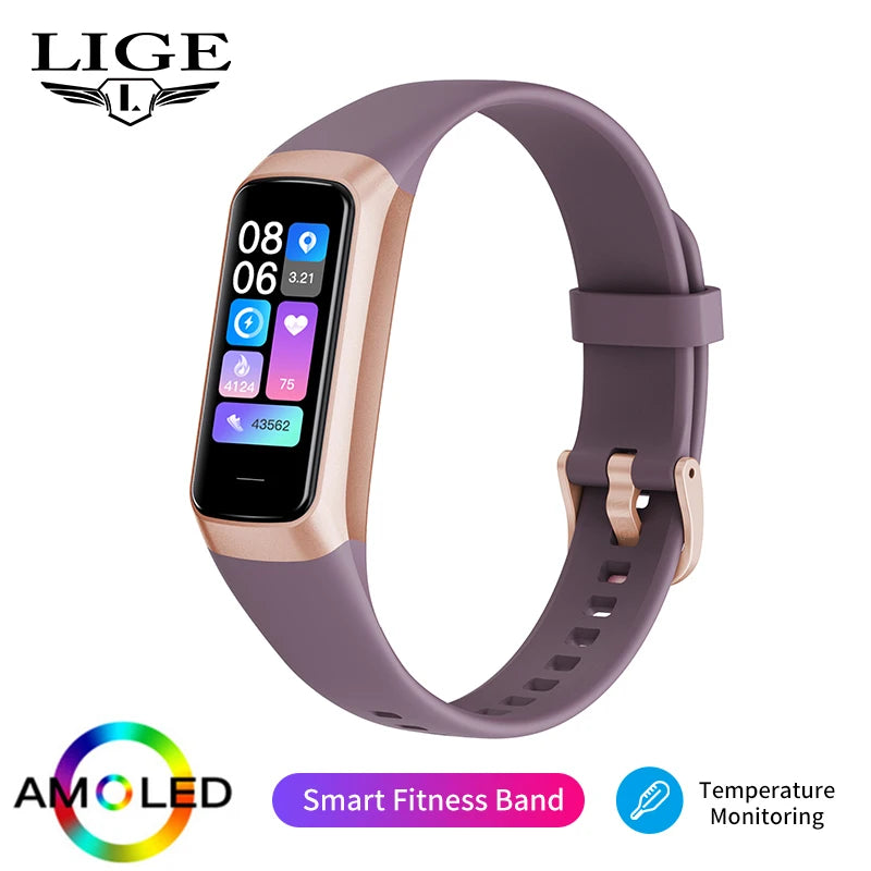 LIGE Amoled Smart Watch Smartwatch Band Women Heart Rate