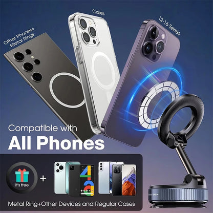 Magnetic Car Phone Holder 360D egree Rotation Vacuum Adsorption